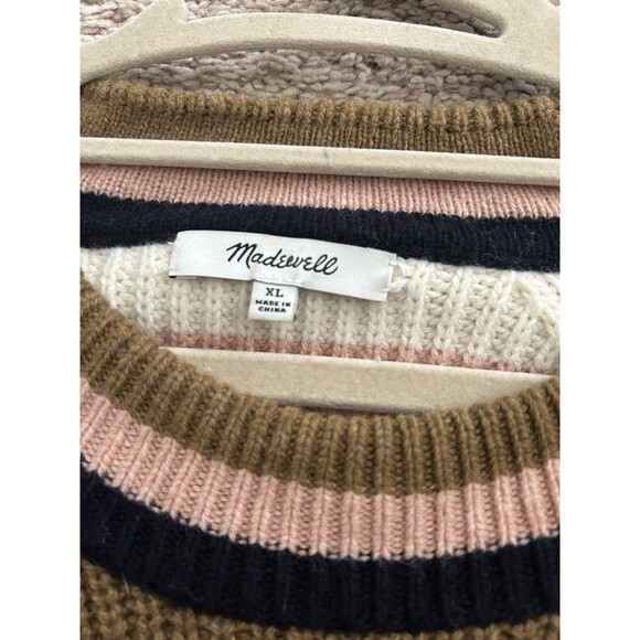 Madewell Striped Tilden Pullover Sweater Size XL  Merino Wool Blend - Picture 8 of 12